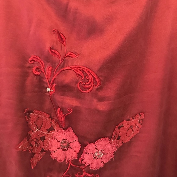 Beth Bowles Anthropologie Red Silk Appliqué Skirt - Picture 4 of 4
